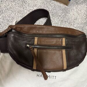 Hammitt Brown Leather Belt Bag with Brass Hardware